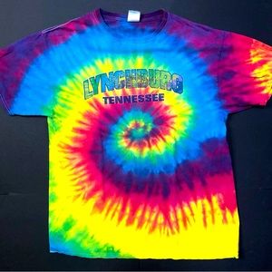Lynchburg, Tennessee TN Tie-Dye T-Shirt, Distressed Print Home of Jack Daniels